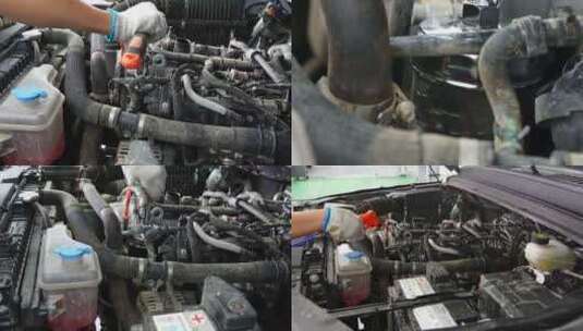 汽车保养维修清洗更换机油高清在线视频素材下载