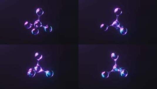 生物科技分子与霓虹灯光循环动画3D渲染高清在线视频素材下载