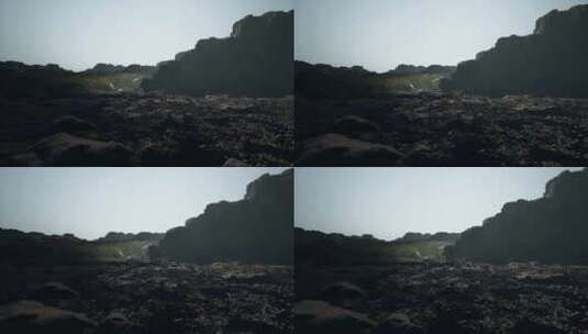 太阳照耀在岩石地形上高清在线视频素材下载