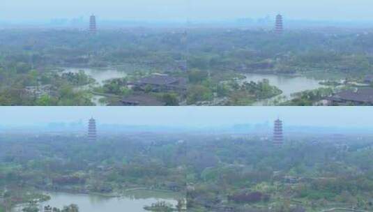 航拍烟雨江南扬州瘦西湖风景区高清在线视频素材下载