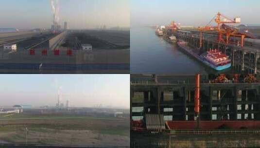 湖北荆州煤港4K航拍高清在线视频素材下载