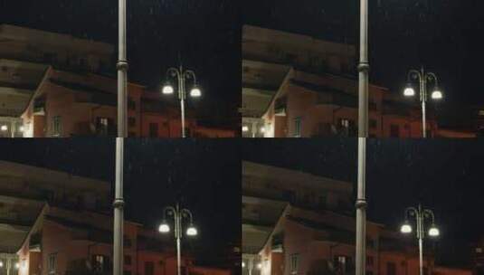城市雨天的路灯高清在线视频素材下载