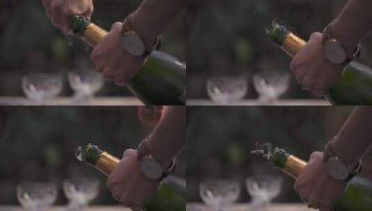 开香槟庆祝特写高清在线视频素材下载