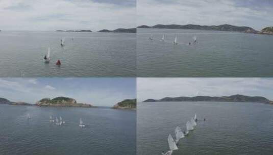「有版权」原创LOG3航拍帆船训练4K高清在线视频素材下载