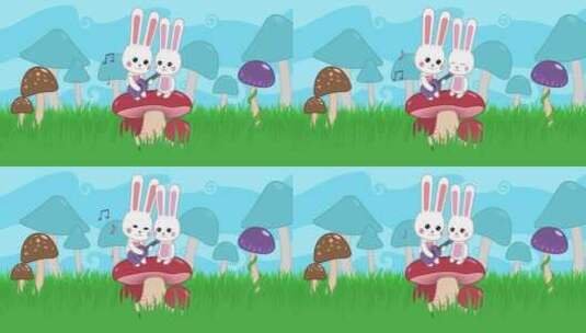 蘑菇上的兔子高清在线视频素材下载