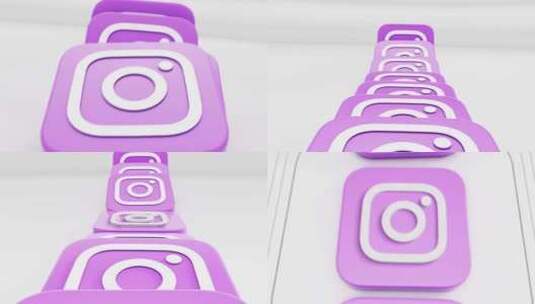 动态Instagram粉色3D图标高清在线视频素材下载