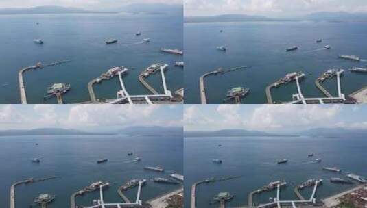印度尼西亚班尤万吉港与巴厘岛渡轮的鸟瞰图高清在线视频素材下载