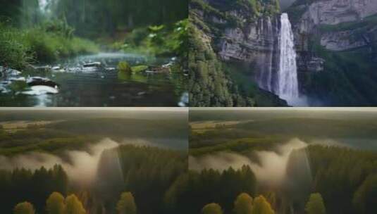 森林瀑布溪流自然人居4K高清在线视频素材下载