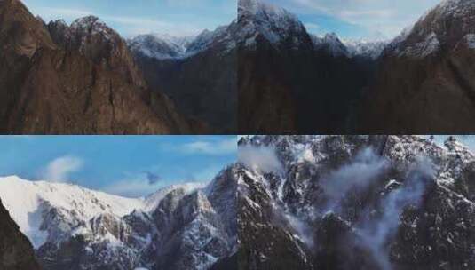新疆帕米尔 峡谷 雪山航拍 长焦 高山高清在线视频素材下载