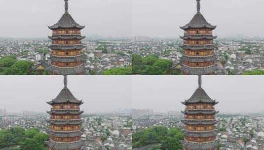 苏州报恩寺塔北寺塔中式建筑航拍高清在线视频素材下载