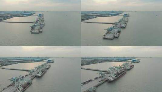 上海宝山宝钢工业码头工厂航拍高清在线视频素材下载