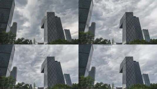 暴风雨延时  北京   央视大楼高清在线视频素材下载