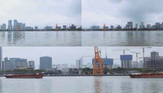 上海徐汇滨江西岸雨景高清在线视频素材下载