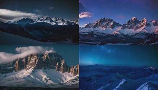 高原雪山星空银河自然风光高清在线视频素材下载