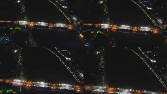 河南漯河沙河大桥夜景交通航拍高清在线视频素材下载