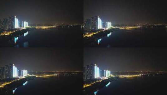 航拍湖北襄阳夜景高清在线视频素材下载