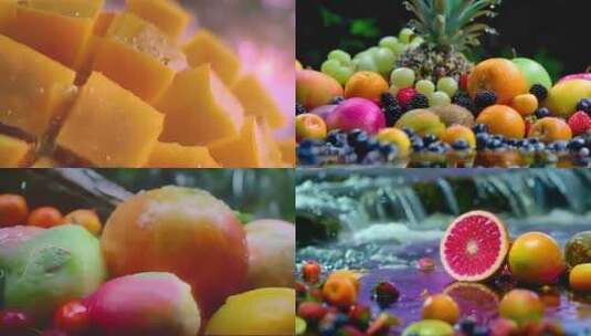 各种新鲜水果慢镜头特写唯美ai素材原创高清在线视频素材下载