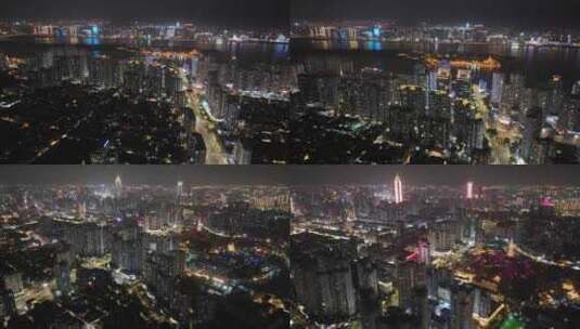 浙江温州市鹿城区夜景航拍延时夜晚城市风景高清在线视频素材下载