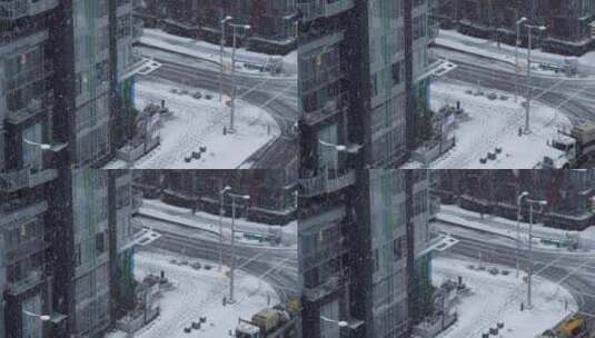 降雪，街道，建筑物，温哥华高清在线视频素材下载