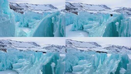 冰雪覆盖的山脉与冰川壮观景象高清在线视频素材下载