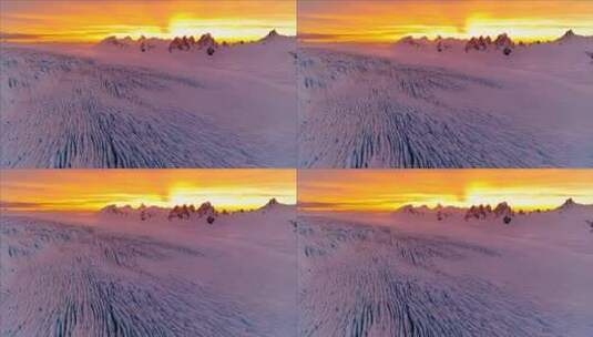 日出时分的壮丽雪山冰川景象高清在线视频素材下载