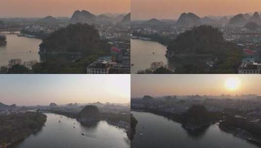 桂林象鼻山夕阳风光高清在线视频素材下载