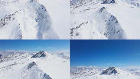 一镜到底航拍川西夹金山雪山全景高清在线视频素材下载