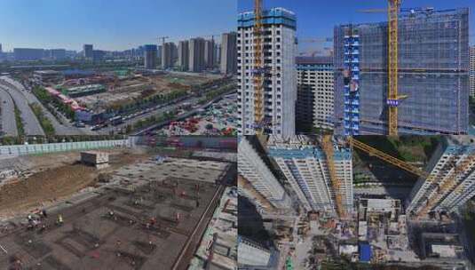 航拍高楼建筑工地高清在线视频素材下载