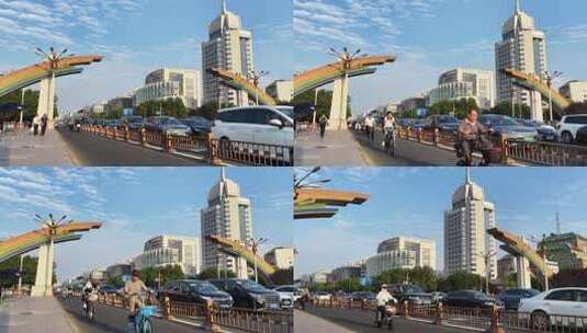 北京地标复兴路彩虹门高清在线视频素材下载