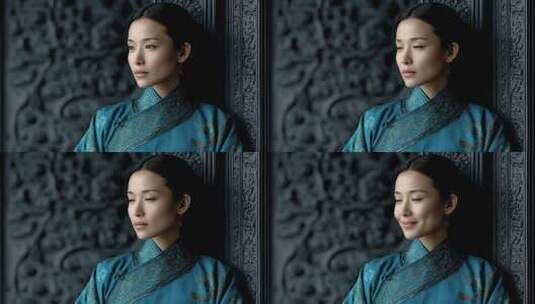 东方古典女子身着旗袍恬静美好高清在线视频素材下载