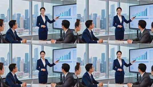 商务人士会议室讲解数据分析高清在线视频素材下载