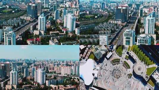 乌克兰 基辅城市高楼与道路鸟瞰全景高清在线视频素材下载