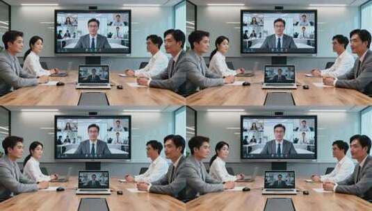 商务人士进行视频会议场景高清在线视频素材下载