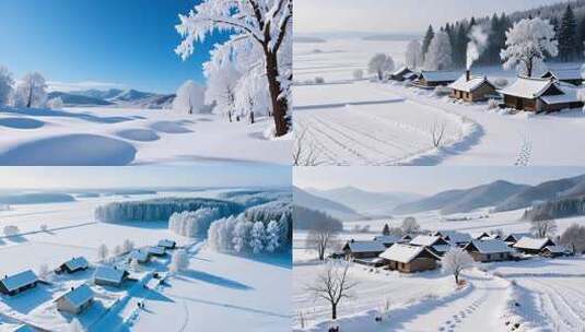 冬至冬季立冬入冬雪景合集4K高清在线视频素材下载