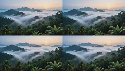 海南五指山热带雨林国家森林公园日出云海高清在线视频素材下载