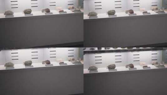 展柜里的矿石标本石材高清在线视频素材下载