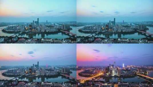 4k延时广西柳州新城区CBD日转夜夜景素材高清在线视频素材下载