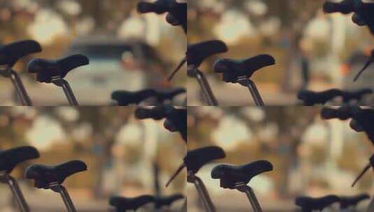 街上停放自行车高清在线视频素材下载
