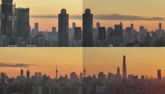 上海天际线清晨航拍空镜高清在线视频素材下载