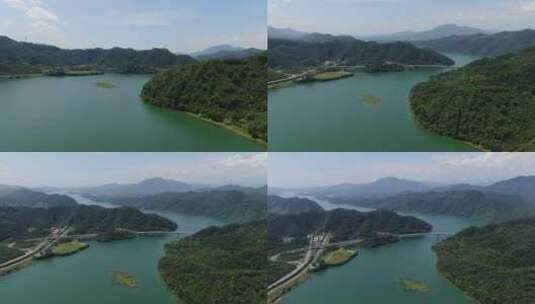 航拍浙江淳安千岛湖公路，自然美景高清在线视频素材下载