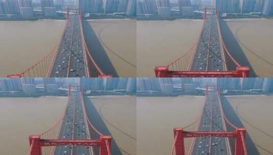 城市航拍武汉鹦鹉洲大桥竖屏航拍高清在线视频素材下载
