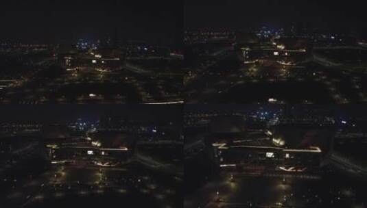 滨海新区 茱莉亚音乐学院  夜景 航拍高清在线视频素材下载