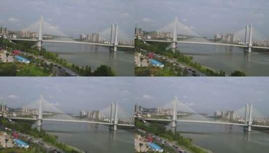 城市航拍湖南益阳跨江大桥高清在线视频素材下载