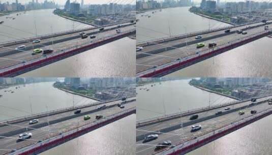 车辆行驶在上海杨浦大桥上高清在线视频素材下载