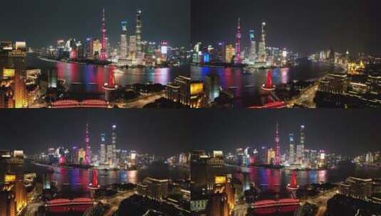 上海夜景航拍城市延时风景旅游建筑都市高清在线视频素材下载