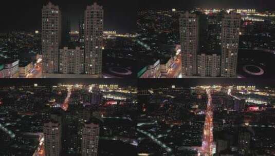 城市夜景高楼升起高清在线视频素材下载