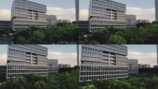 杭州滨江经开区现代办公大楼航拍高清在线视频素材下载