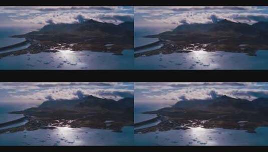 2比1画幅 临湖小镇 飞机视角高清在线视频素材下载