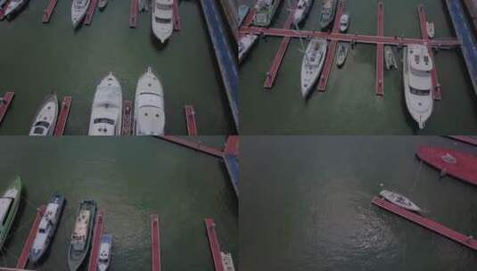 航拍停播在码头的船舶高清在线视频素材下载