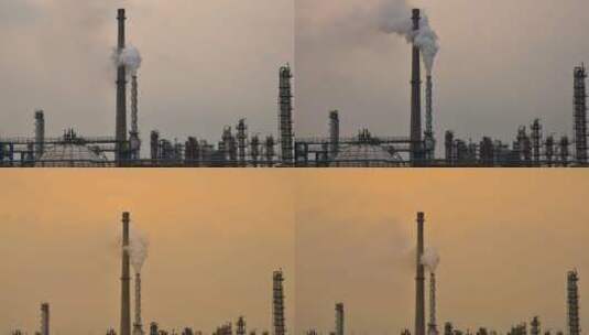 化工炼油厂烟囱高清在线视频素材下载